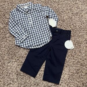 Edgehill Collection Blue Gingham Boys Outfit Size 18M NWT